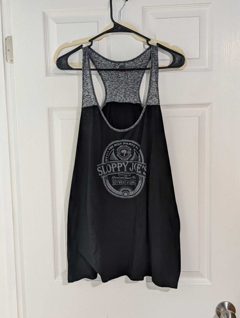 Sloppy Joe's Key West Black Tank Top with Gray Racerback and Logo